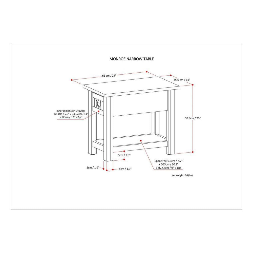 Solid Acacia Wood Narrow Side Table L386