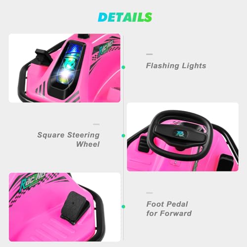 Pink 24V Electric Drifting Go Kart with 2 Replacement Universal Wheels J7425