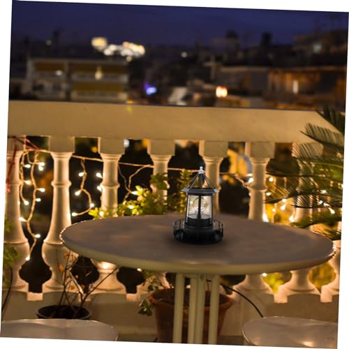 Black Solar Rotating Lighthouse Lawn Ornament T821