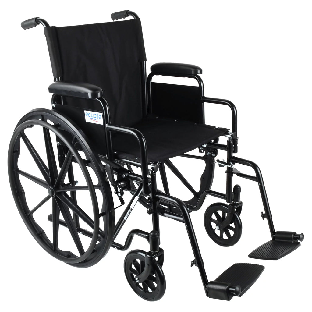 Lightweight Foldable Steel Wheelchair with 18" Seat and Swing-Away Footrests N683