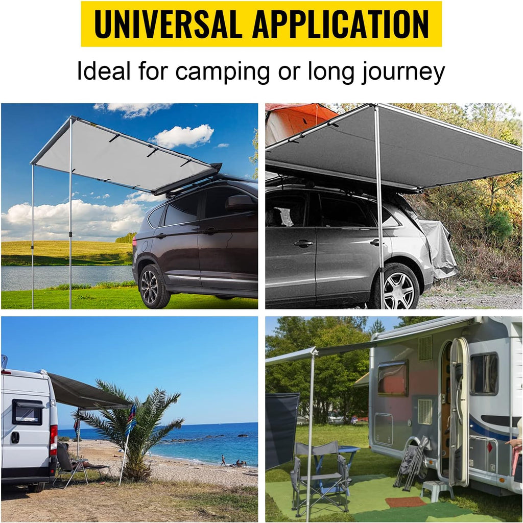 Car Side Awning, 8.2'x6.5', Pull-Out Retractable Waterproof UV50+ with Carry Bag, Grey G2620