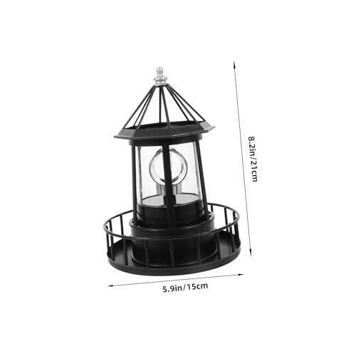 Black Solar Rotating Lighthouse Lawn Ornament T821