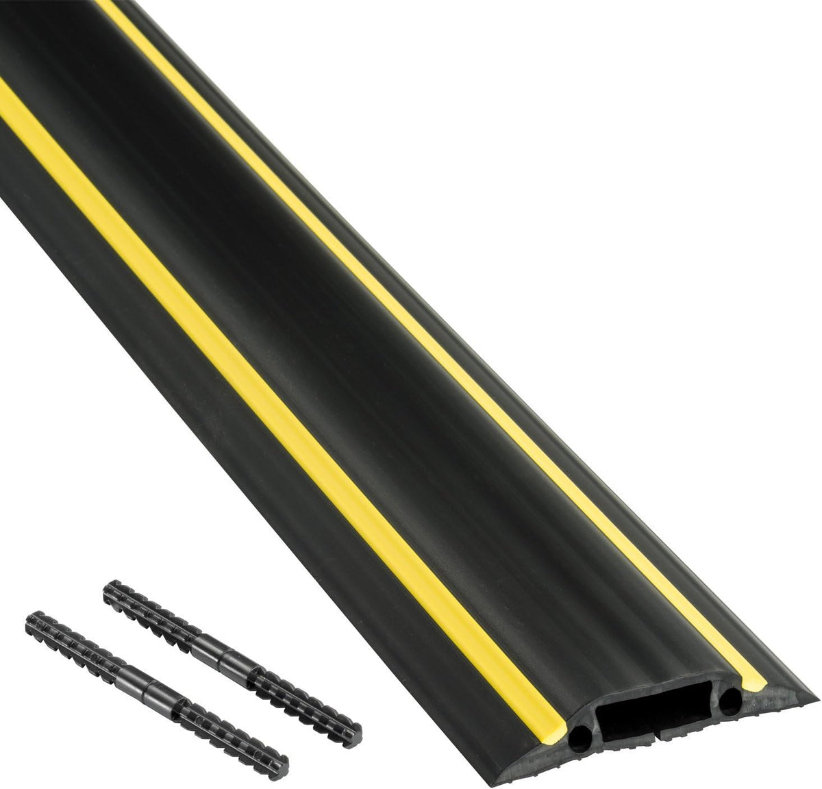Floor Cord Cover and Cable Protector, 30 Foot Yellow Hazard Stripe D83513