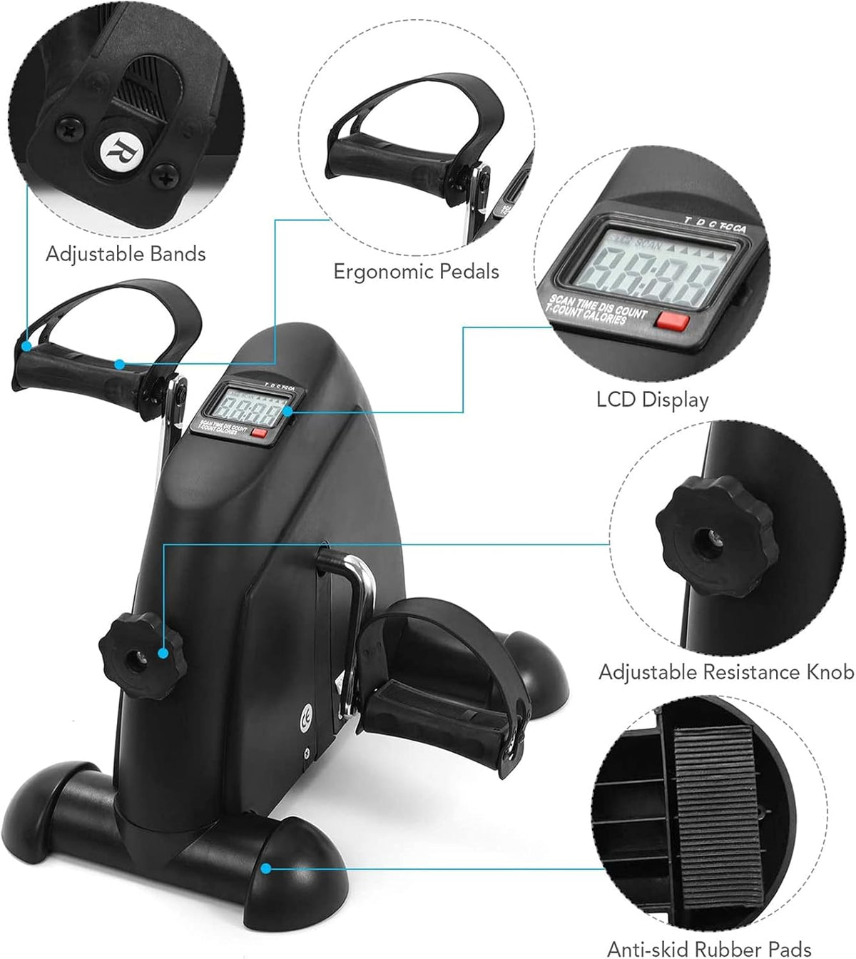 Portable Under Desk Exercise Bike with Adjustable Resistance J91243