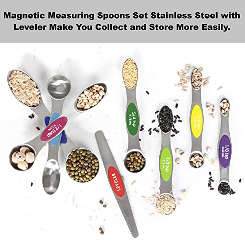Magnetic Stainless Steel Measuring Spoons Set with Leveler F84043