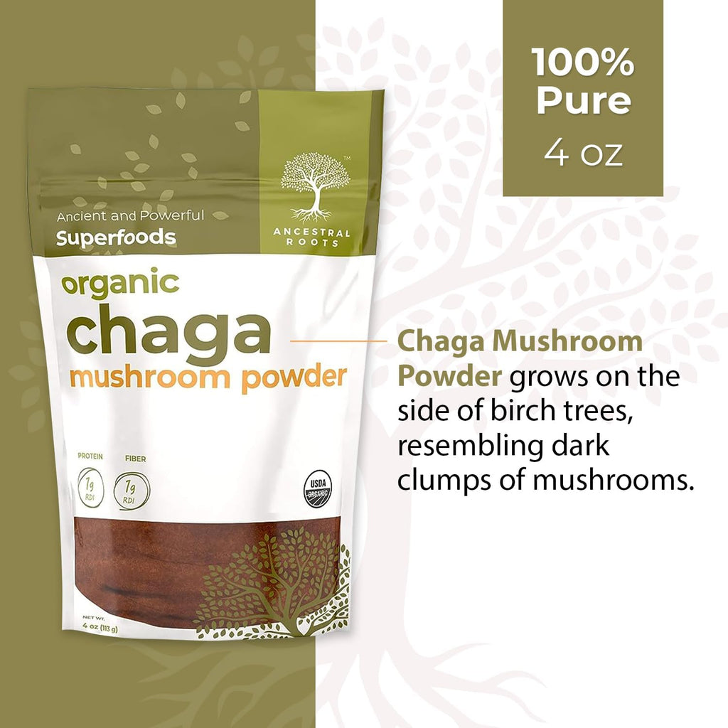 Organic Chaga Mushroom Powder, 4 oz, USDA Organic B894