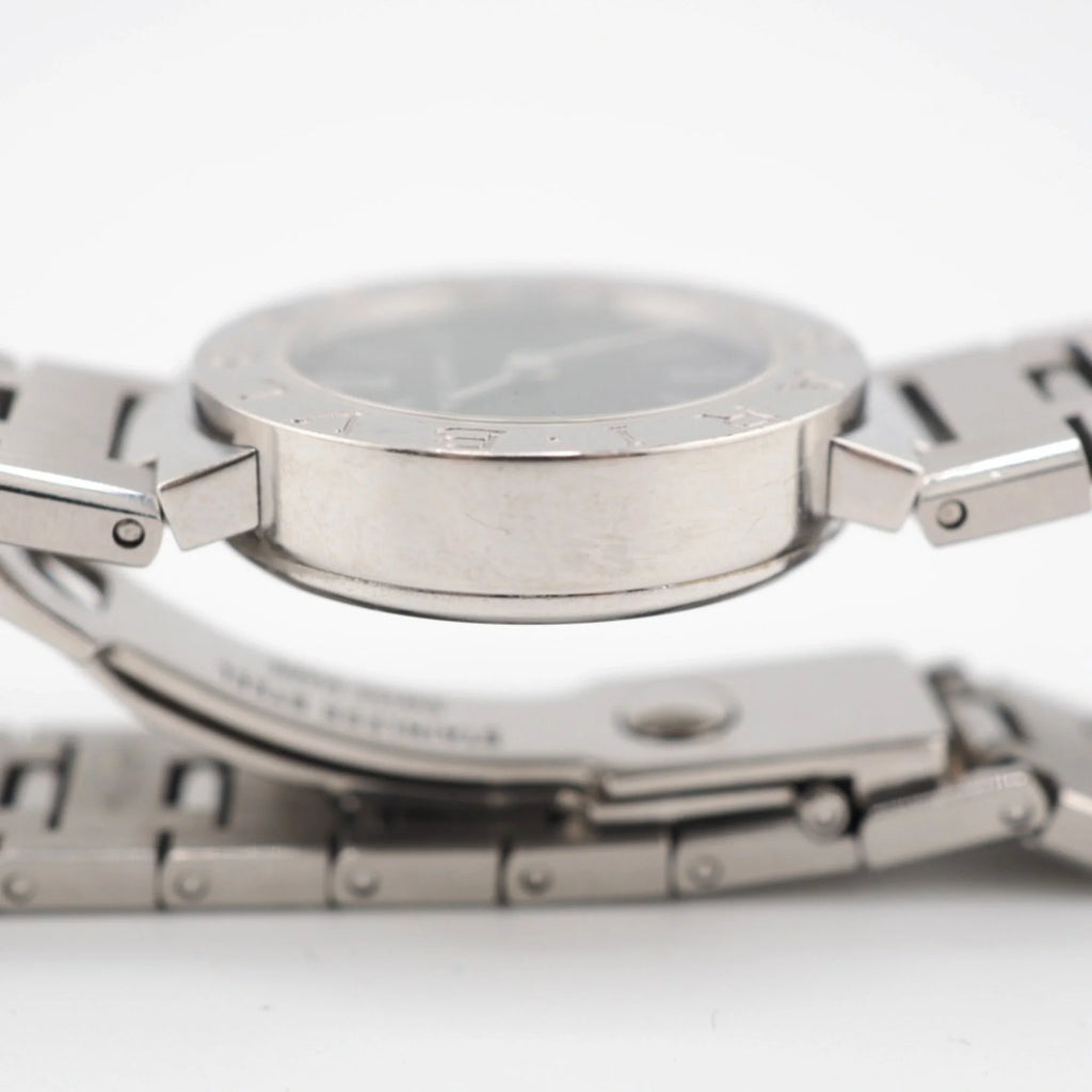 Pre-Owned Black Dial Silver Ladies Watch O6389
