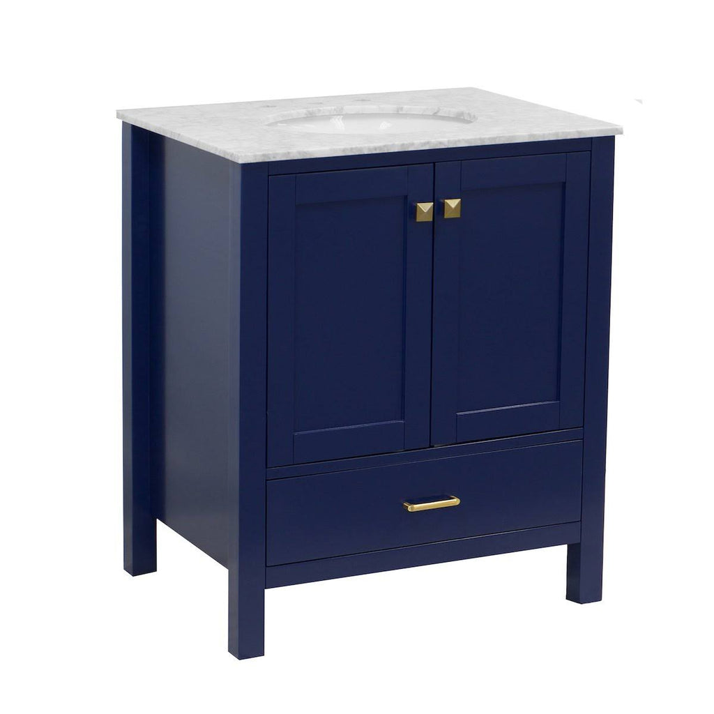 Royal Blue 30-Inch Bathroom Vanity with Marble Top R981