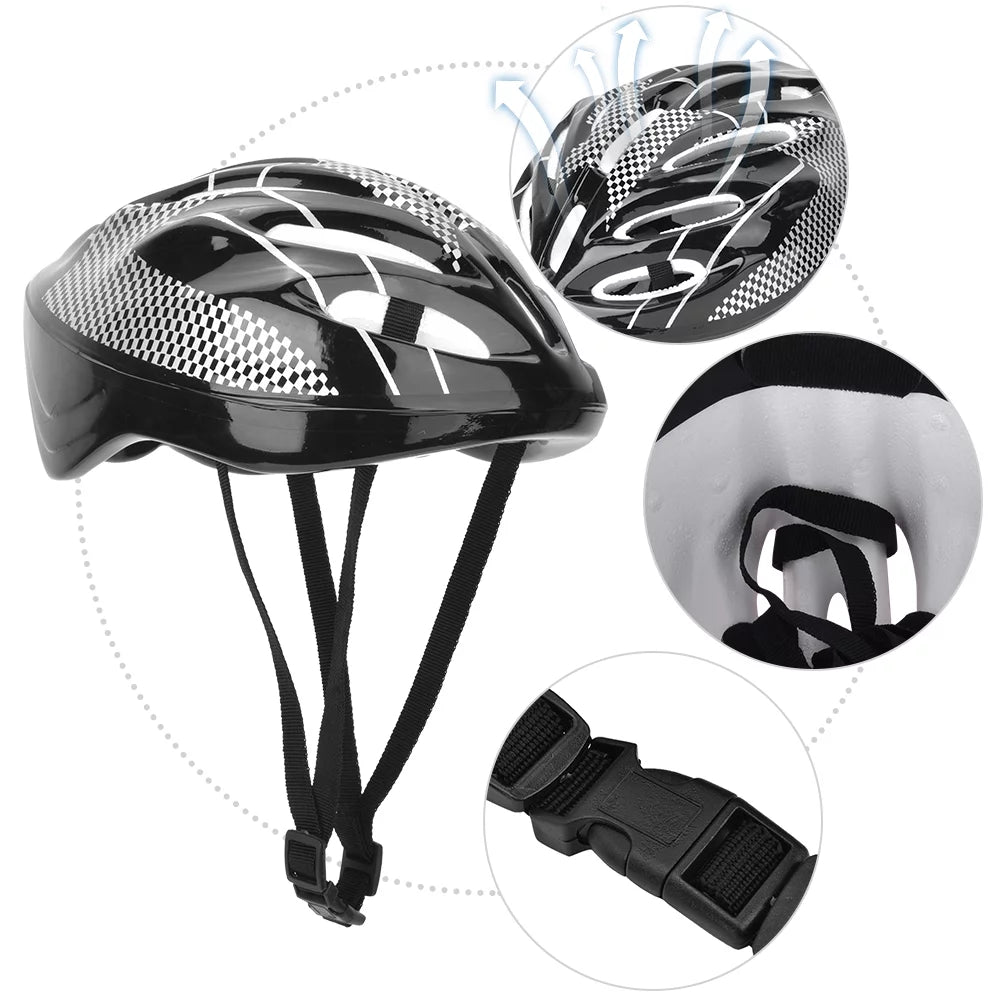 Black Adult Knee Pads and Helmet Protection Gear Set S8951