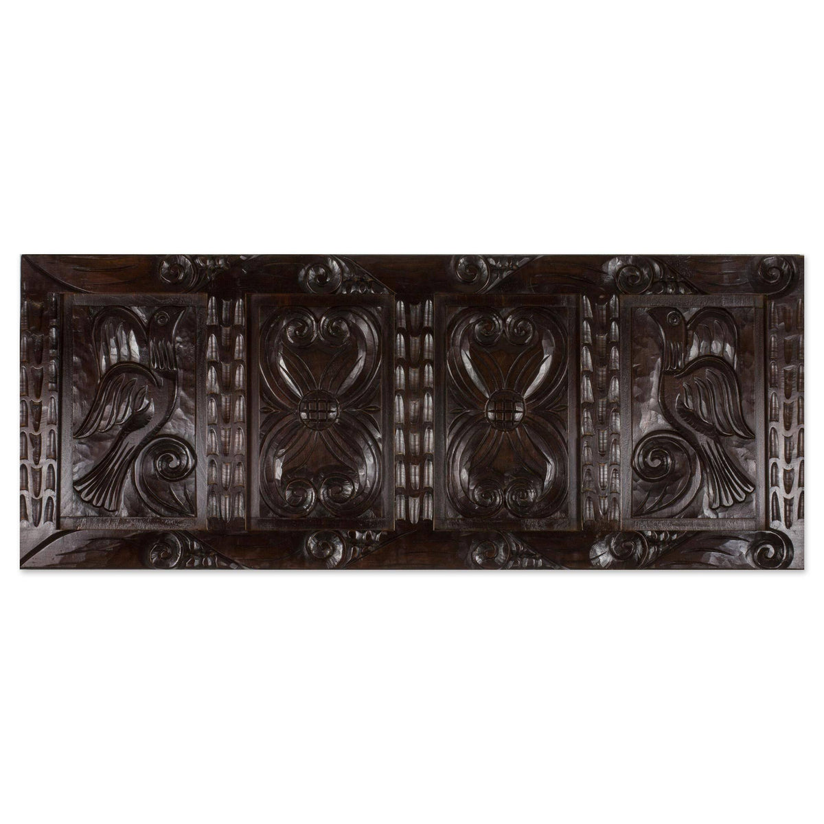 Pine Wood Panel with Bird Motif Wall Décor M993