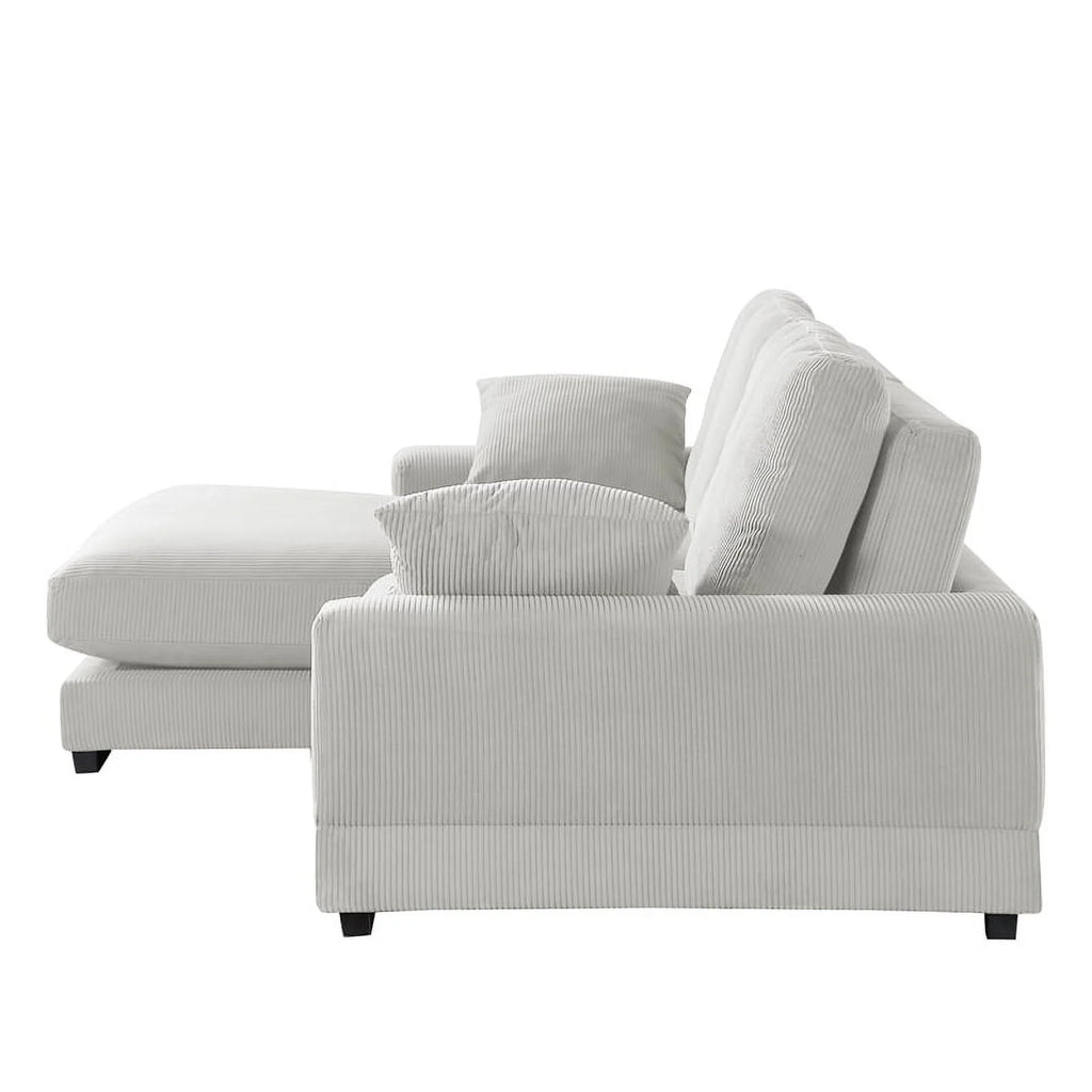 Cream Corduroy Convertible Sofa R4167