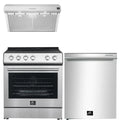 30 Electric Range, Range Hood and Dishwasher in Stainless Steel F92024