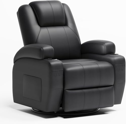 Brown Leather Swivel Rocker Recliner Chair M31772