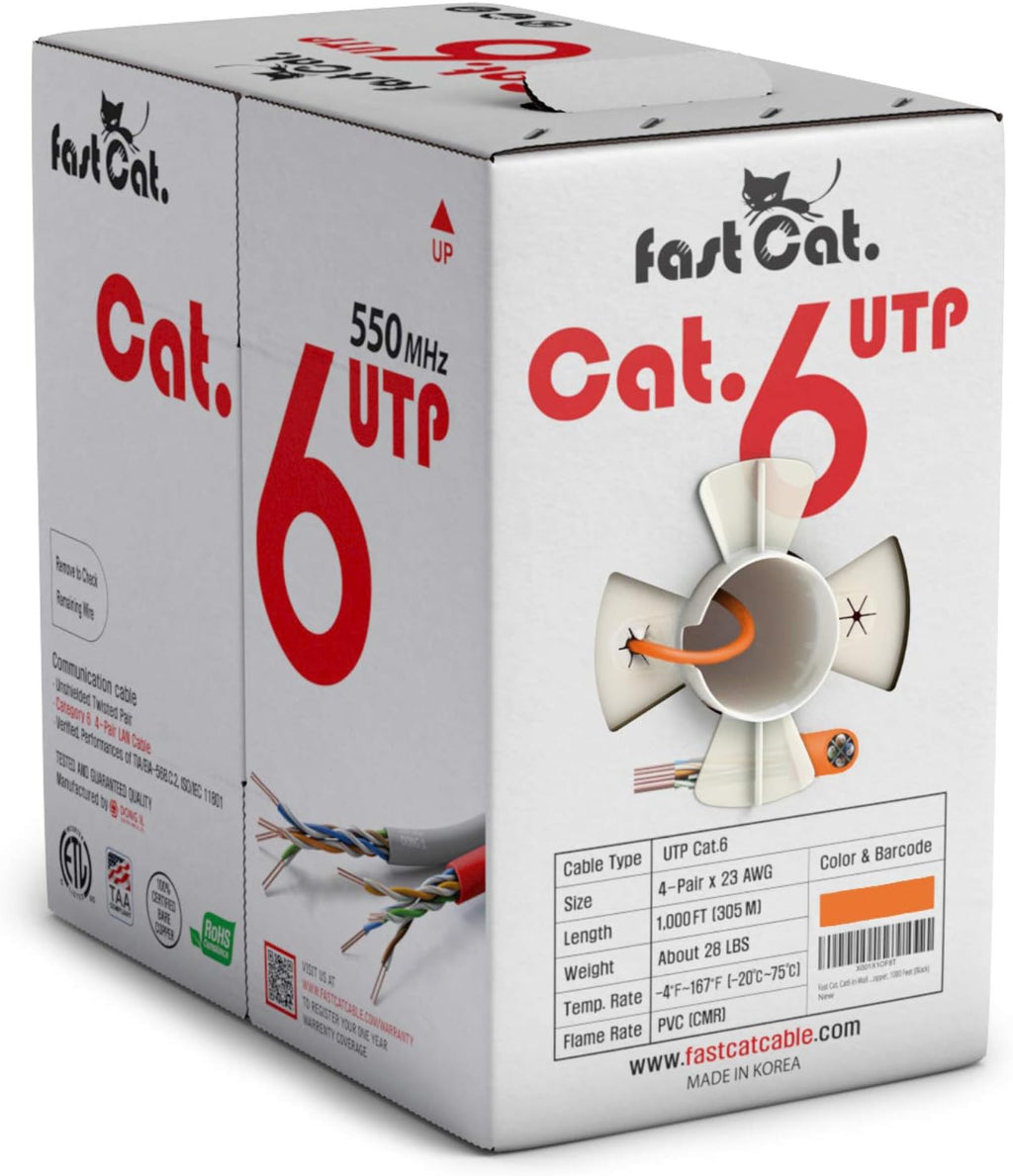 Cat6 Ethernet Cable 1000ft - 23 AWG CMR Solid Bare Copper UTP LAN Cable (Purple) G994553