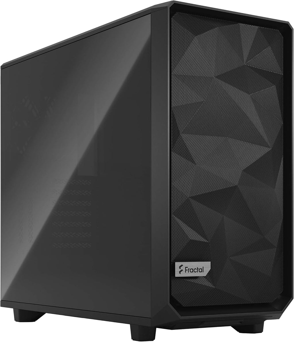 Black ATX Mid Tower Computer Case with Tempered Glass Window I4487