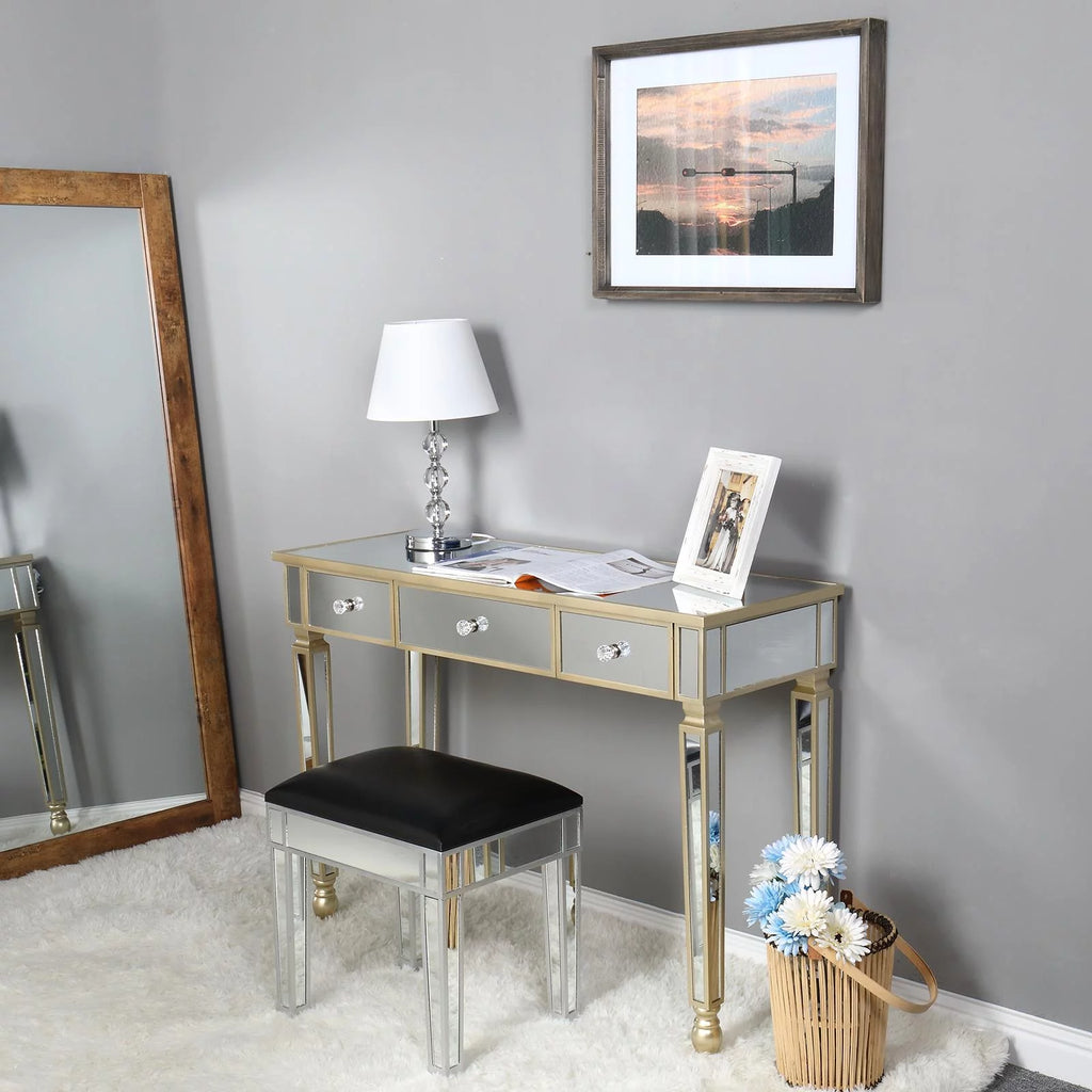 Mirrored Console Table with 3 Drawers V73804