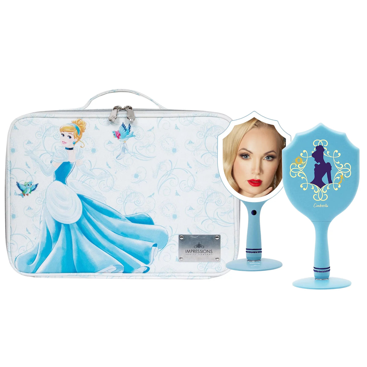Handheld LED Lighted Makeup Mirror with Standing Base V2403