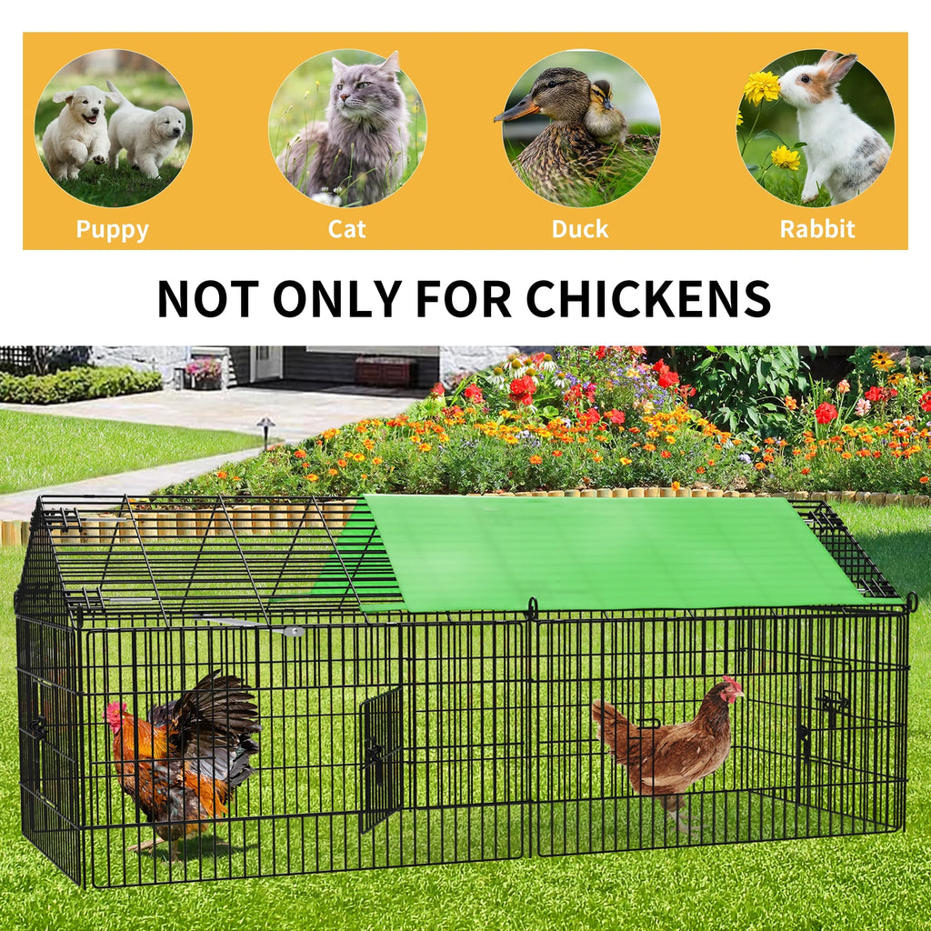 71-inch Metal Chicken Coop with Waterproof Cover Y814984