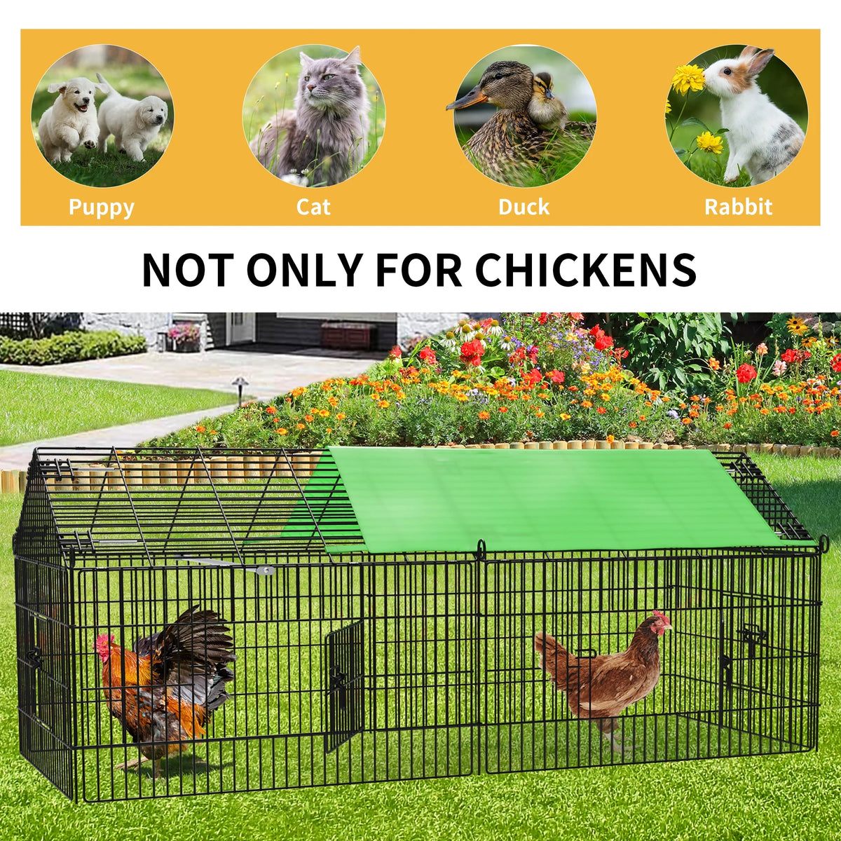 71-inch Metal Chicken Coop with Waterproof Cover Y814984