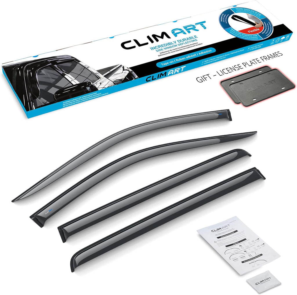 Rain Guards for Chevrolet Silverado GMC Sierra 2500HD Crew Cab, Tape-on Window Deflectors, 4pcs Q57796
