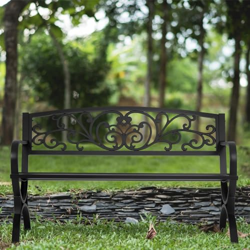 Black Metal Loveseat Bench D22605