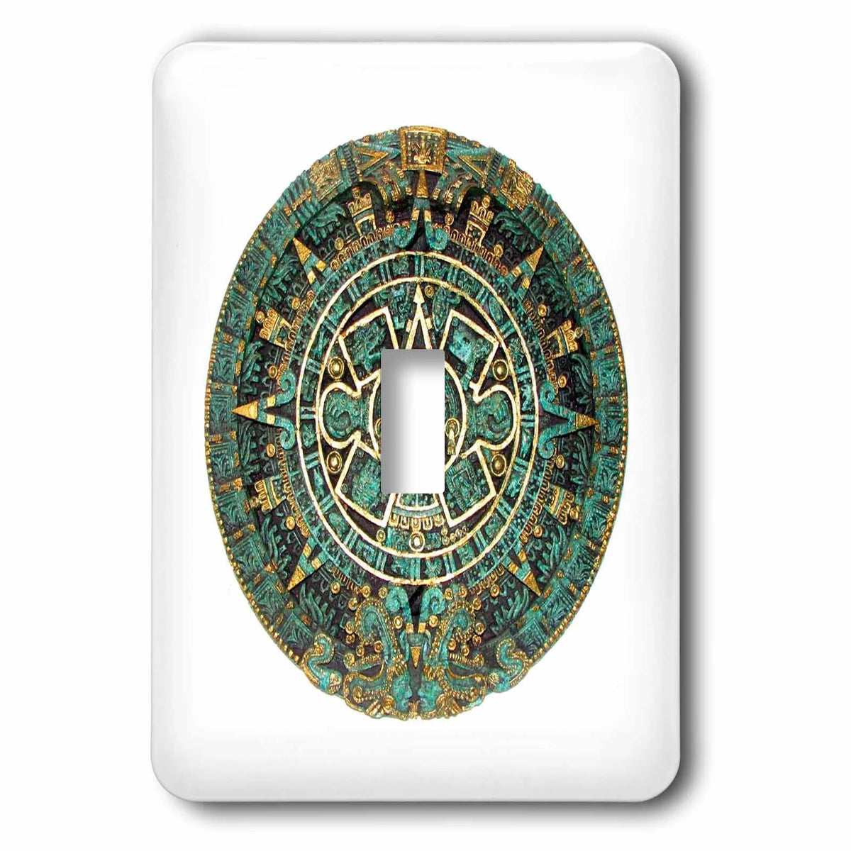 Turquoise And Gold Aztec Calendar Single Toggle Switch A15625