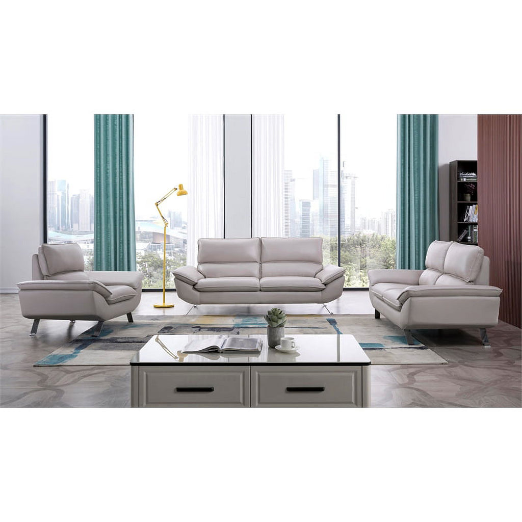 Genuine Leather Accent Chair in Light Gray H107