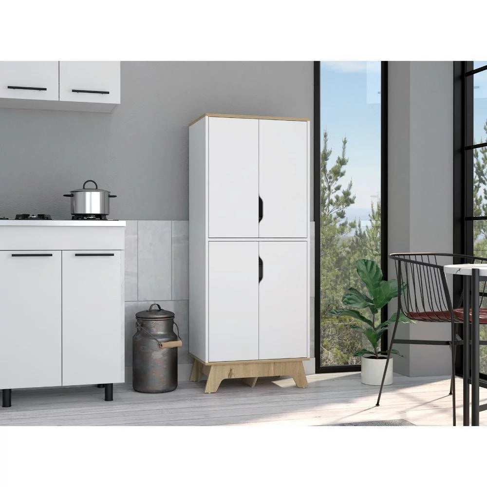 Light Oak & White Double Kitchen Pantry O1414