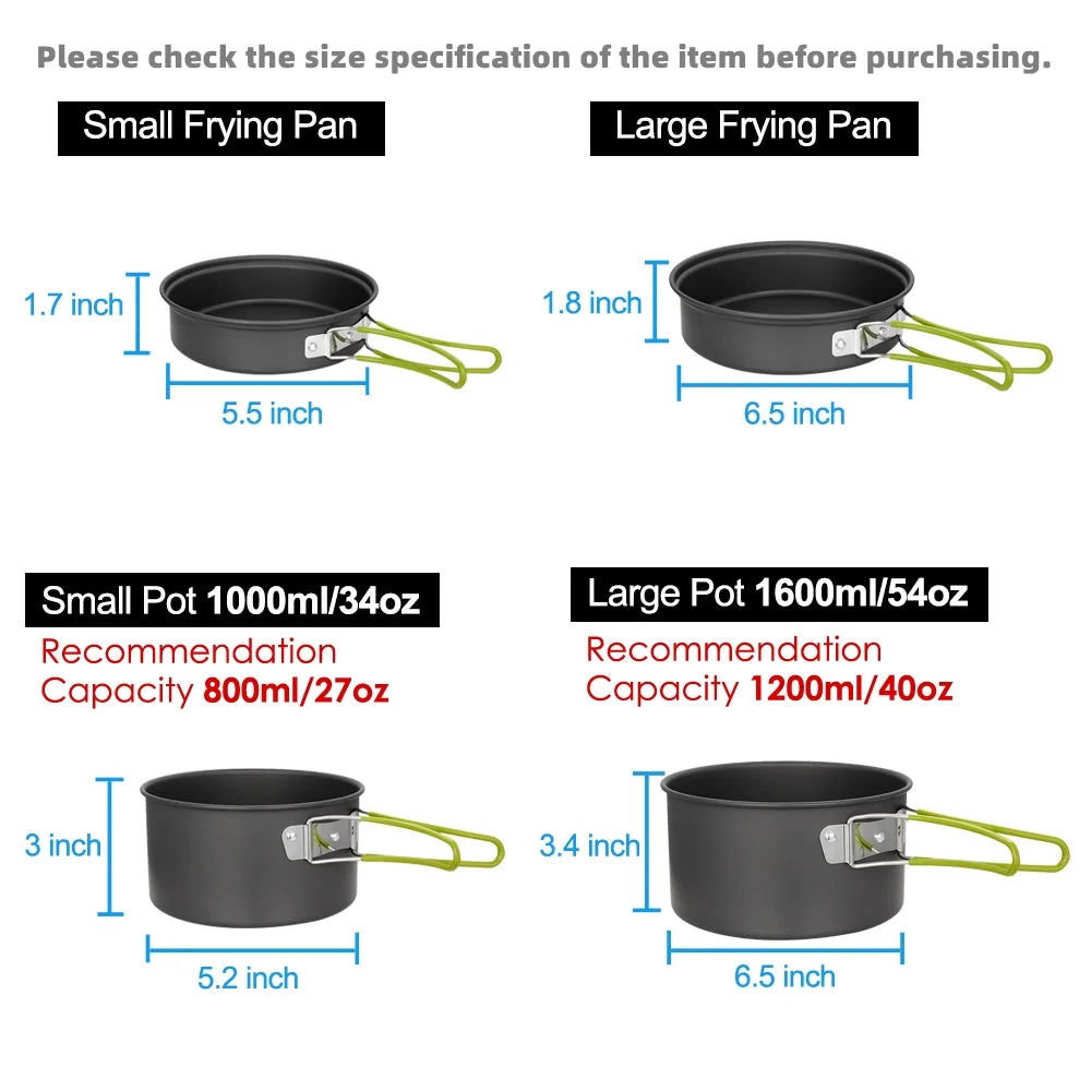Camping Cookware Set Non-Stick Lightweight with Storage Bag U293