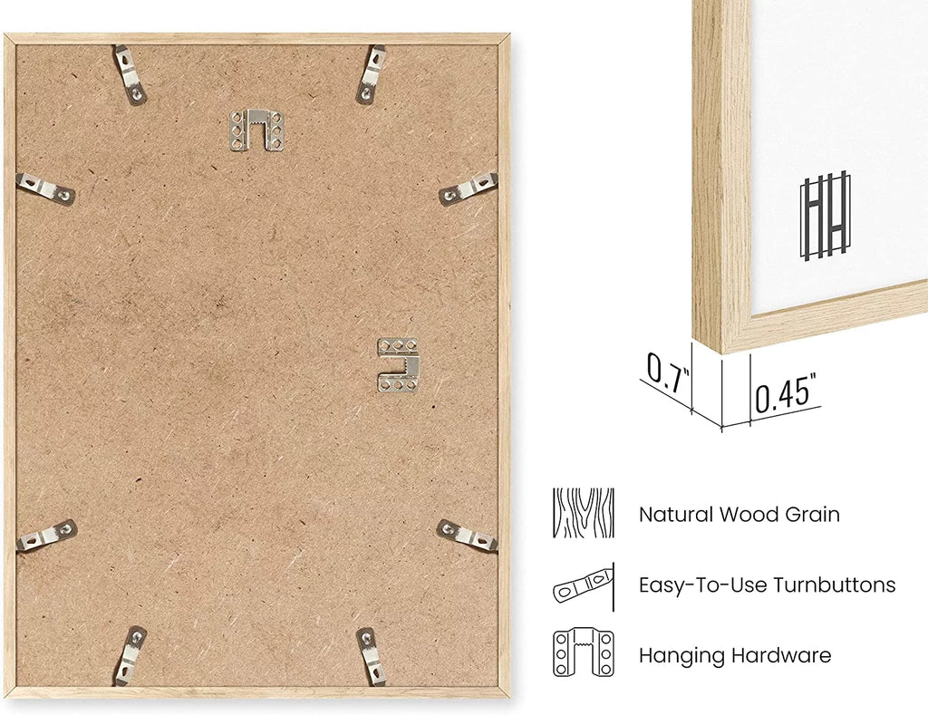 Set of 5 Wood Picture Frames, Two 8x10 Three 12x16 Beige Y930