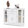 White Buffet Storage Cabinet with Glass Door Drawers H67228