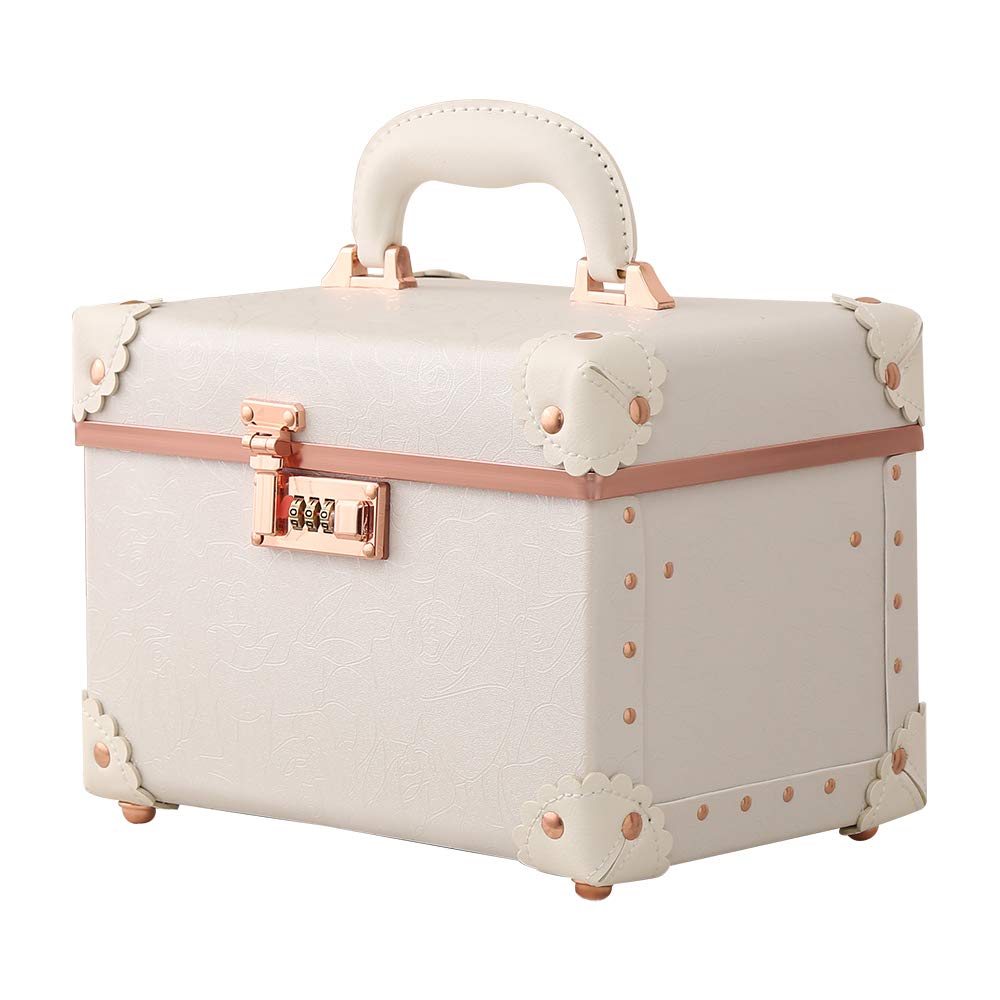 Retro Blue Portable Makeup Train Case with Combination Lock D642839