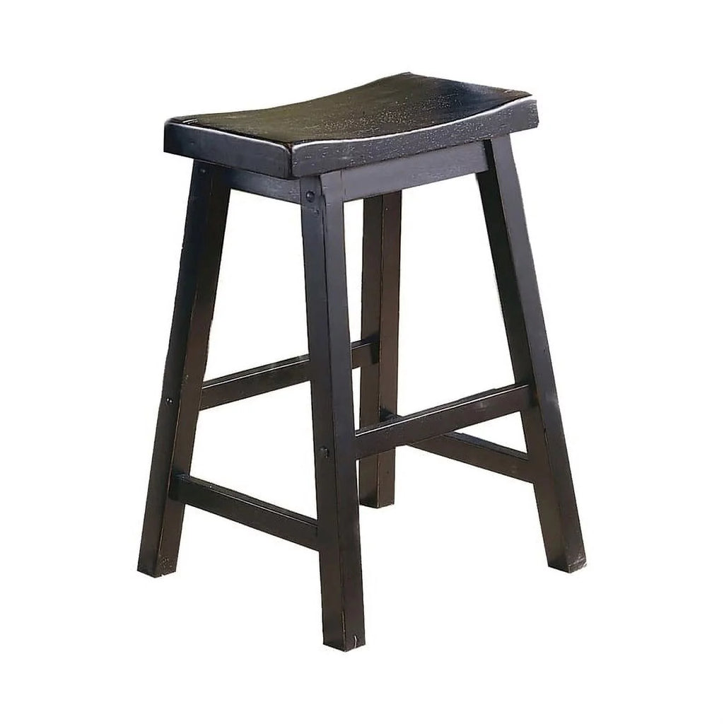 Black Solid Wood Counter Stool Set of 2 D438001
