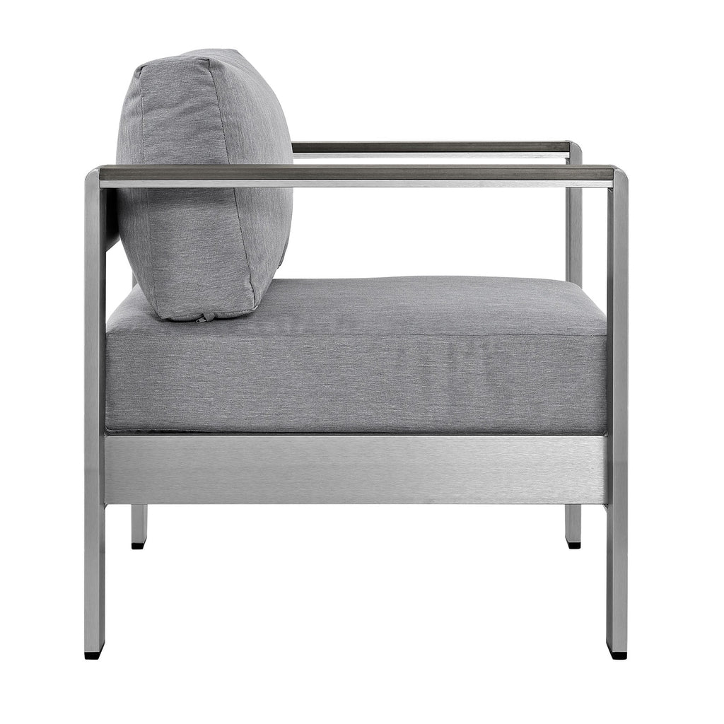 Silver Gray Aluminum Outdoor Armchair Q432
