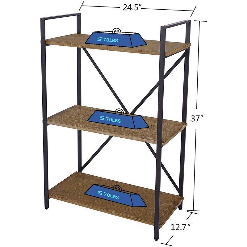 Dark Brown 3 Tier Bookcase Bookshelf Q97704