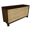 Mahogany Wood 6 Drawer Cane Dresser E26389