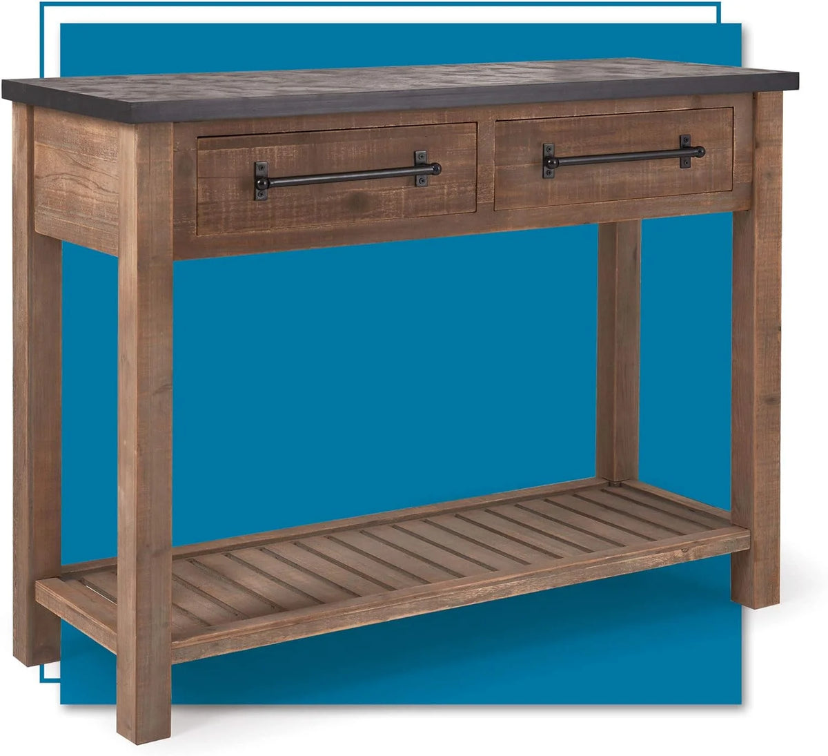 Brown Wooden Console 2 Drawers with Shelf Storage K644