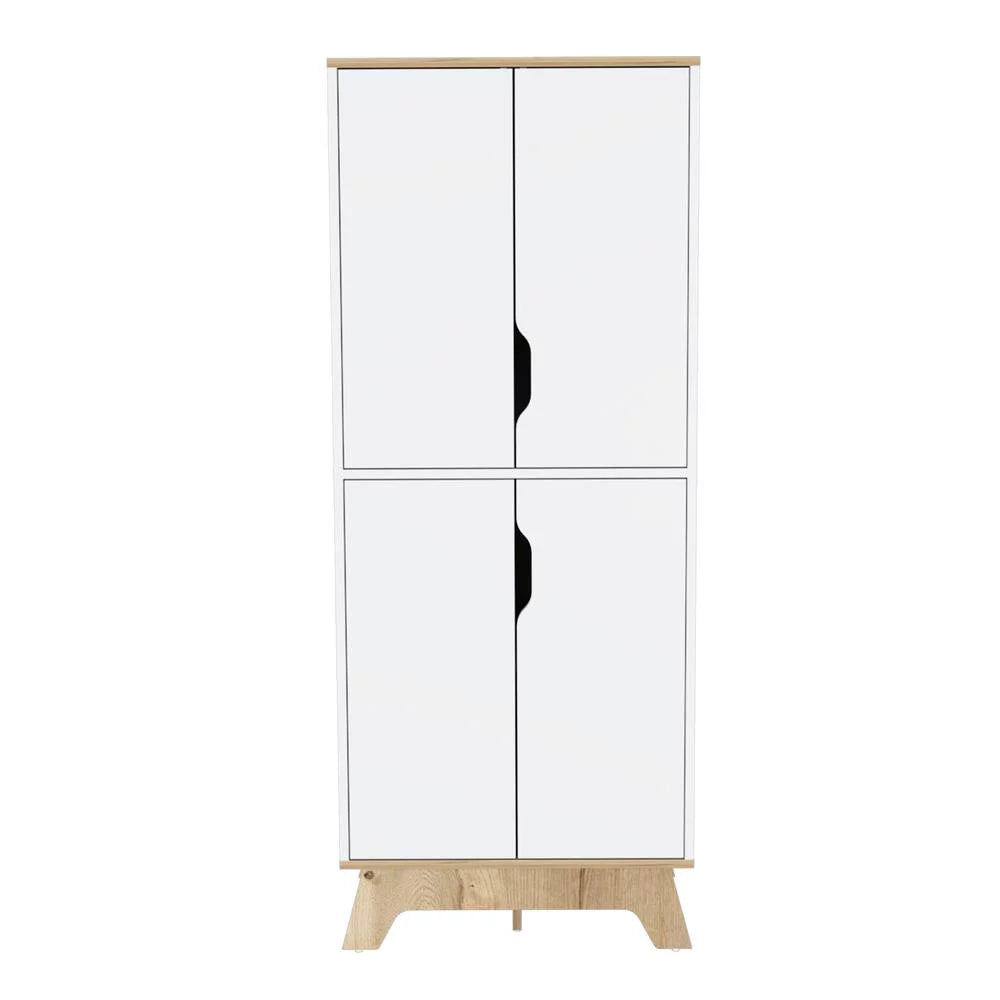 Light Oak & White Double Kitchen Pantry O1414