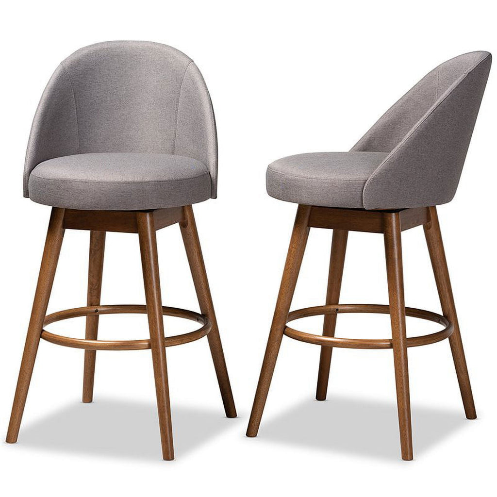 Gray Upholstered Swivel Bar Stool (Set of 2) H617