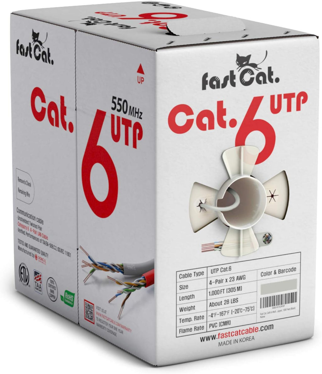 Cat6 Ethernet Cable 1000ft - 23 AWG CMR Solid Bare Copper UTP LAN Cable (Purple) G994553
