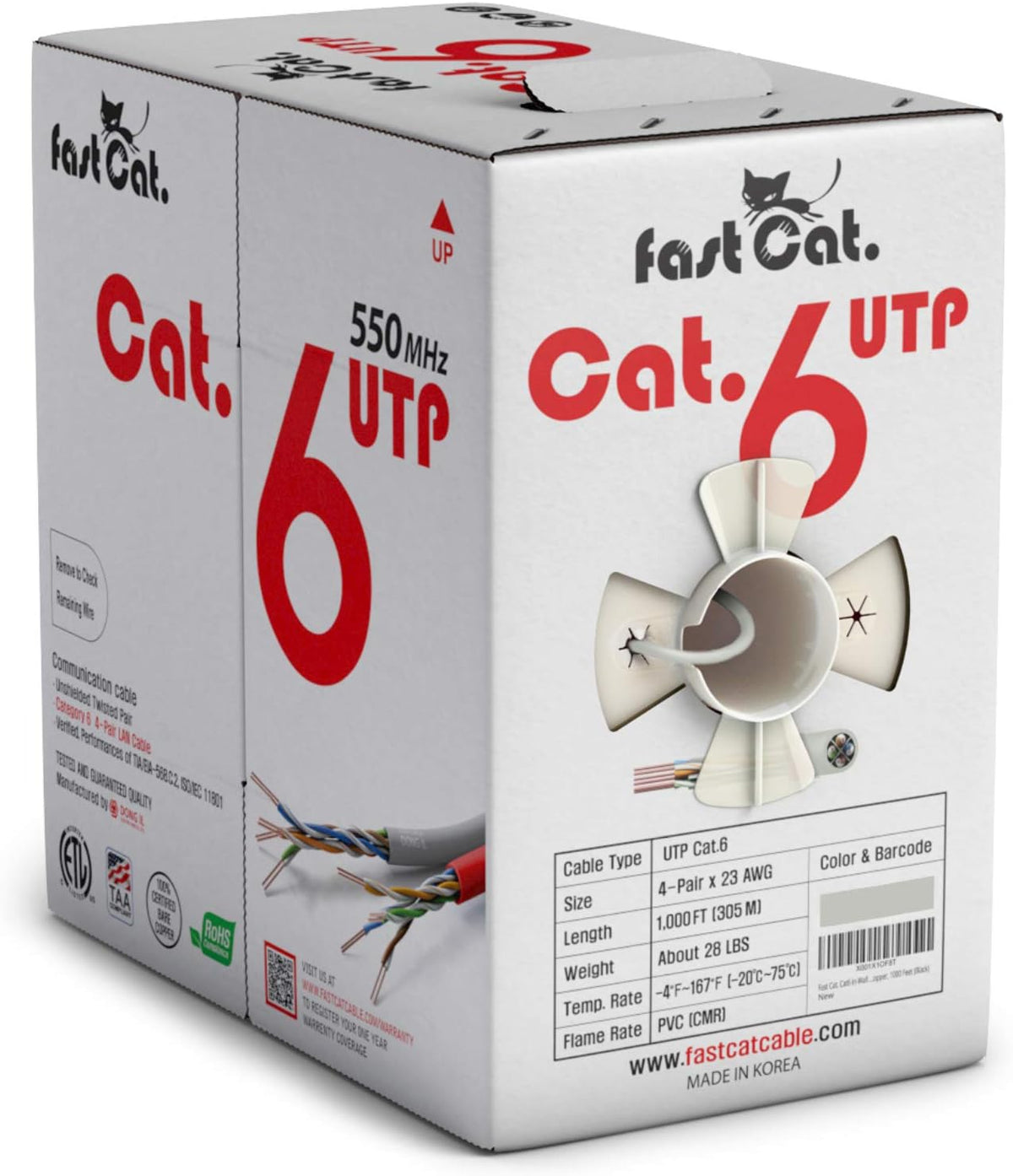 Cat6 Ethernet Cable 1000ft - 23 AWG CMR Solid Bare Copper UTP LAN Cable (Purple) G994553