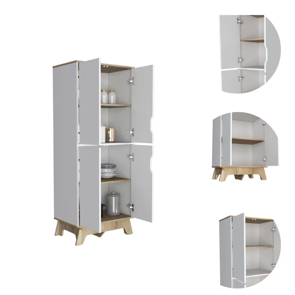 Light Oak & White Double Kitchen Pantry O1414