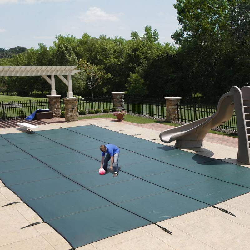Green 18-Year Mesh Safety Cover for 12-ft x 24-ft Rect Pool T952