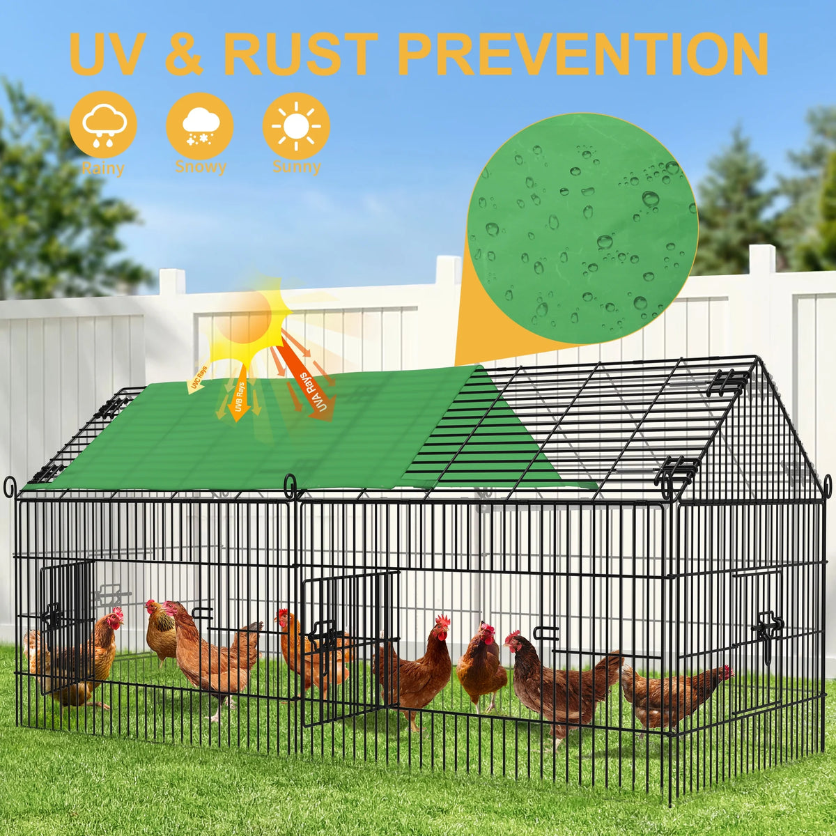 71-inch Metal Chicken Coop with Waterproof Cover Y814984