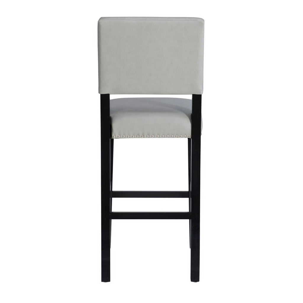 30" Faux Leather & Wood Bar Stool in Dove Gray/Black U301910