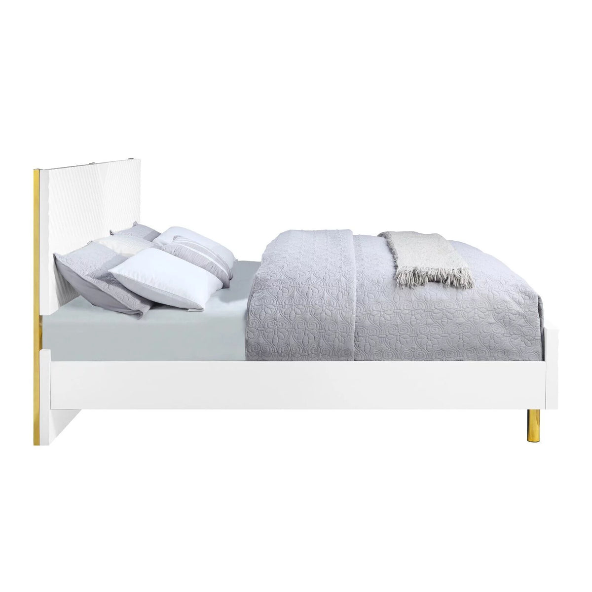White Gloss Finish Eastern King Size Bed Z978705