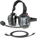 Carbon Fiber Style Behind The Head Two Way Radio Headset with Coil Cord Cable, Pack of 2 G1668