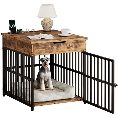 Wooden Dog Crate Furniture with Flip Top Drawer S39223