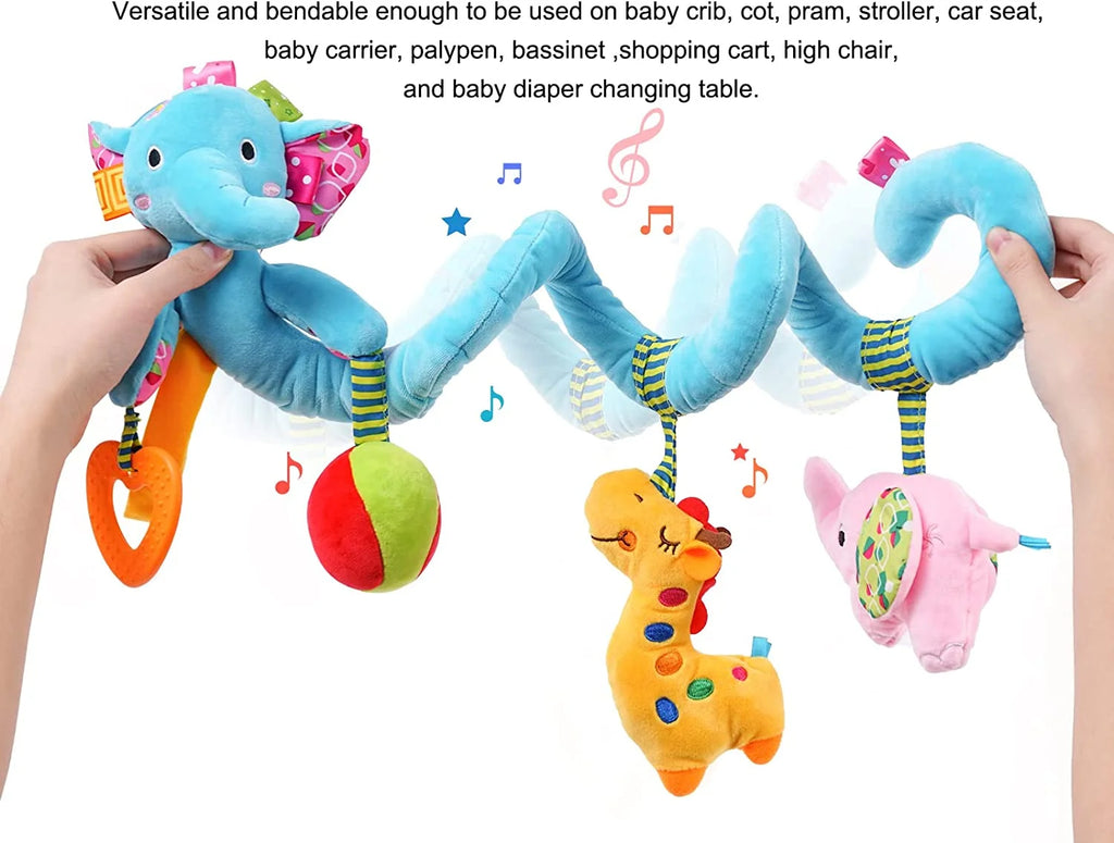 Blue Elephant Hanging Plush Rattle Crib Toy K44269