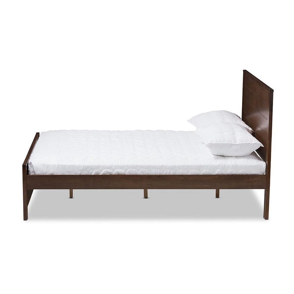 Brown-Finished Wood Twin Platform Bed M243